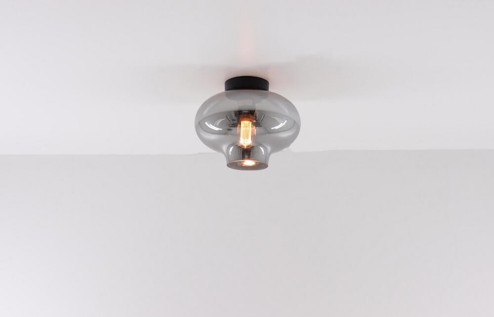 Zwarte korte plafondlamp EEFF smoke zwart | Ufo Ø 27 cm