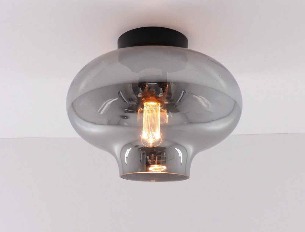 Zwarte korte plafondlamp EEFF smoke zwart | Ufo Ø 27 cm