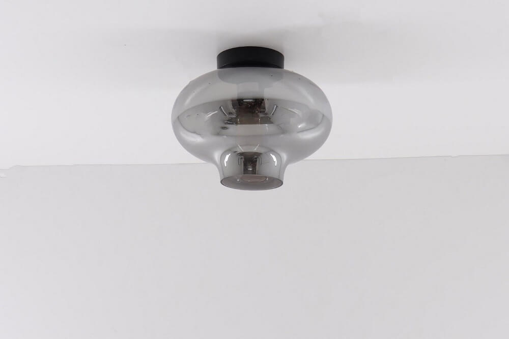 Zwarte korte plafondlamp EEFF smoke zwart | Ufo Ø 27 cm
