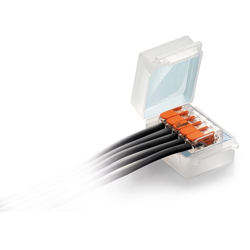 Gel koppelbox voor kroonsteen of 3-ADERIGE WAGO | Waterdicht en transparant
