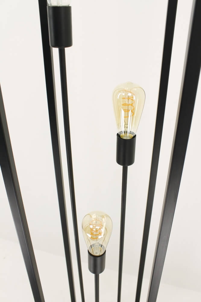 Strak metalen frame vloerlamp KOLOS 3-lichts | Zwart