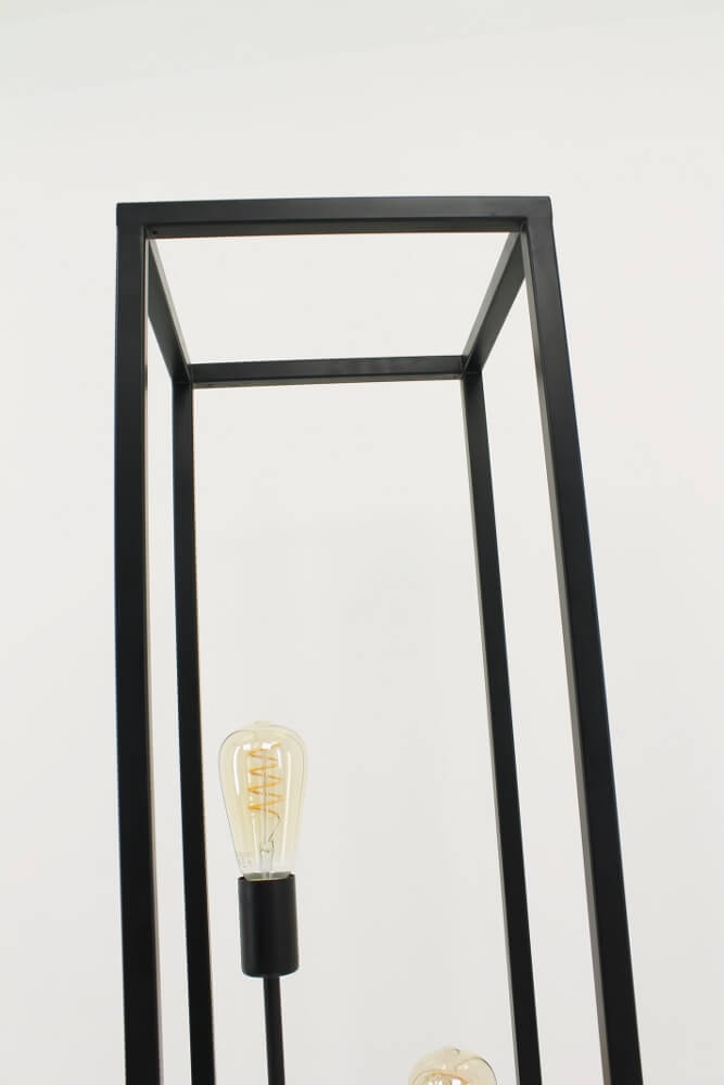 Strak metalen frame vloerlamp KOLOS 3-lichts | Zwart