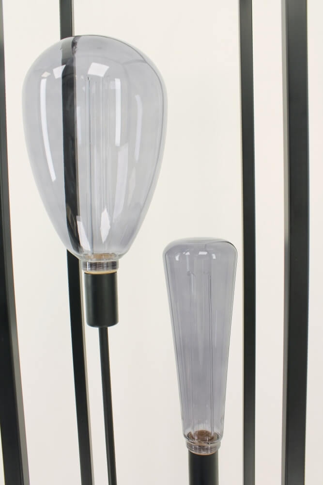 Metalen vloerlamp KOLOS met 3 GIANT SMOKE LED-lampen | Zwart