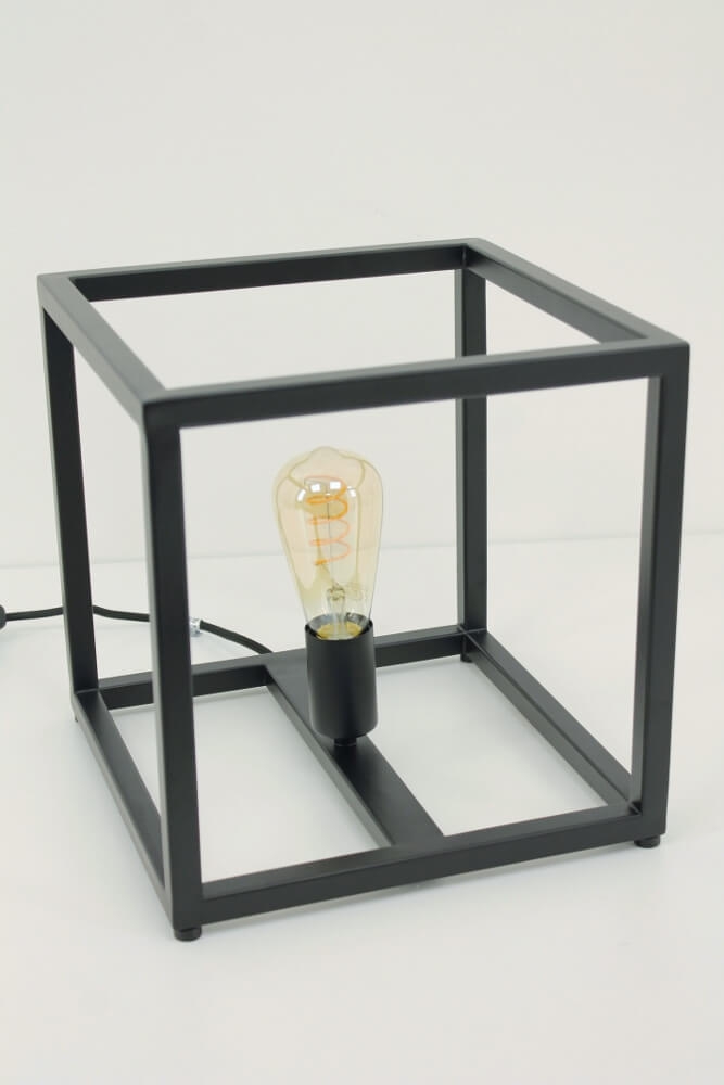 Strak metalen frame tafellamp KOLOS XL | Zwart
