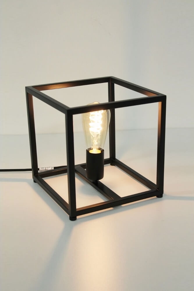 Strak metalen frame tafellamp KOLOS | Zwart