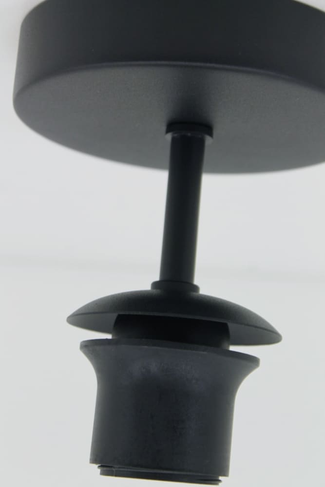 Losse 1-lichts zwarte plafondlamp met stang | zonder glas of kap
