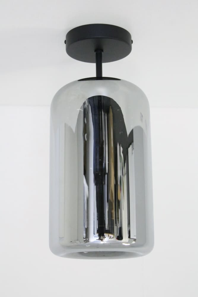 Zwarte lange plafondlamp BY EEFFY metallic smoke zwart | Longton Ø 18 cm
