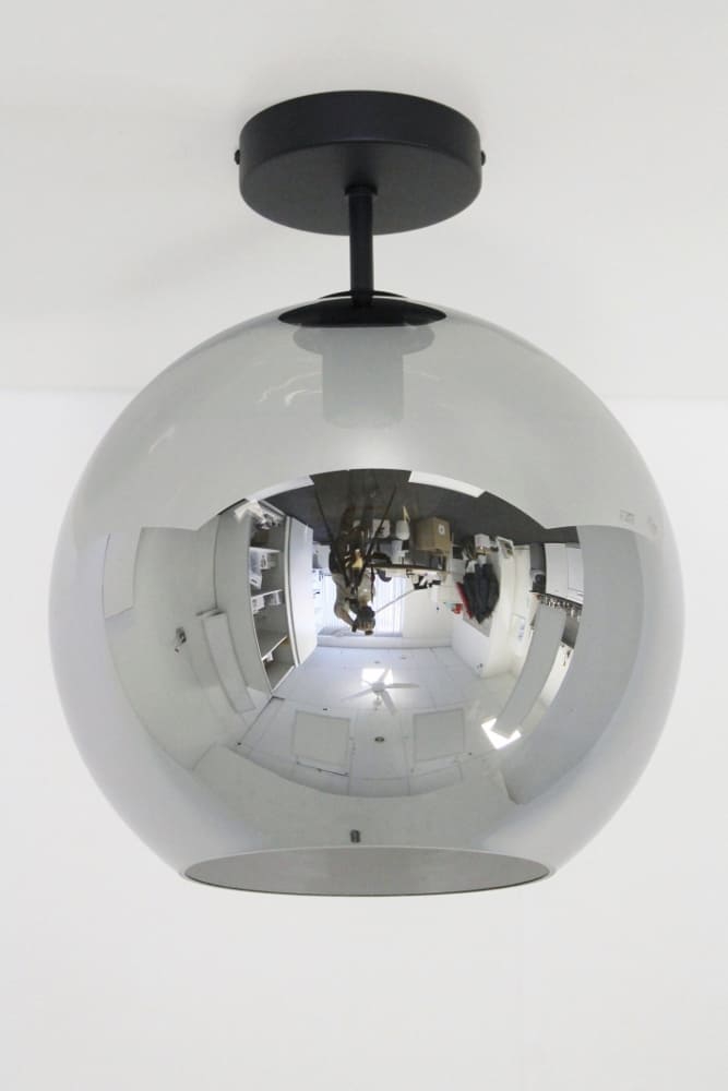 Zwarte lange plafondlamp BALLOON metallic smoke zwart | Ø 30 cm