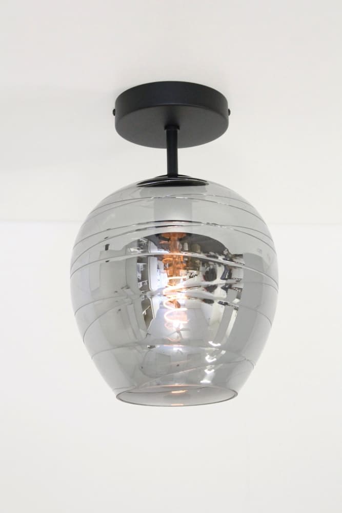 Losse 1-lichts zwarte plafondlamp met stang | zonder glas of kap