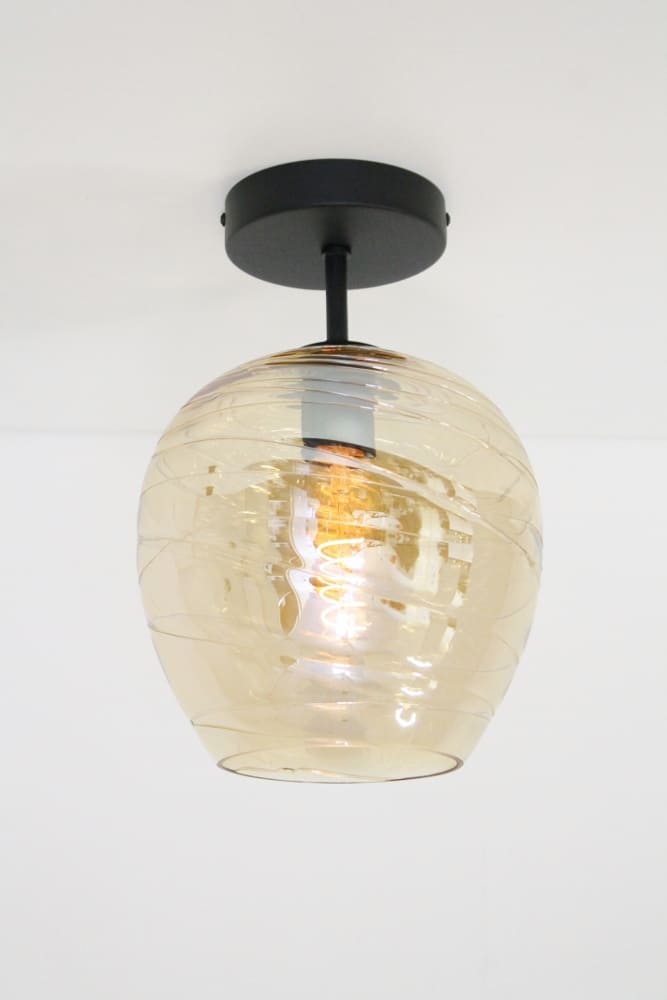 Losse 1-lichts zwarte plafondlamp met stang | zonder glas of kap