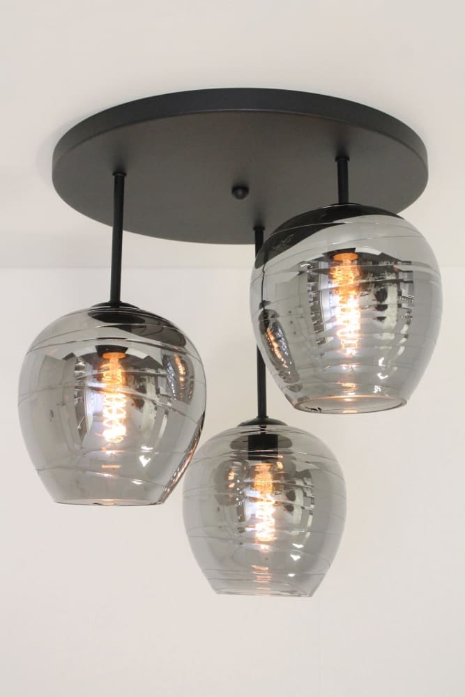 Zwarte plafondlamp CLUSTER SMOKE 3-lichts | Appel