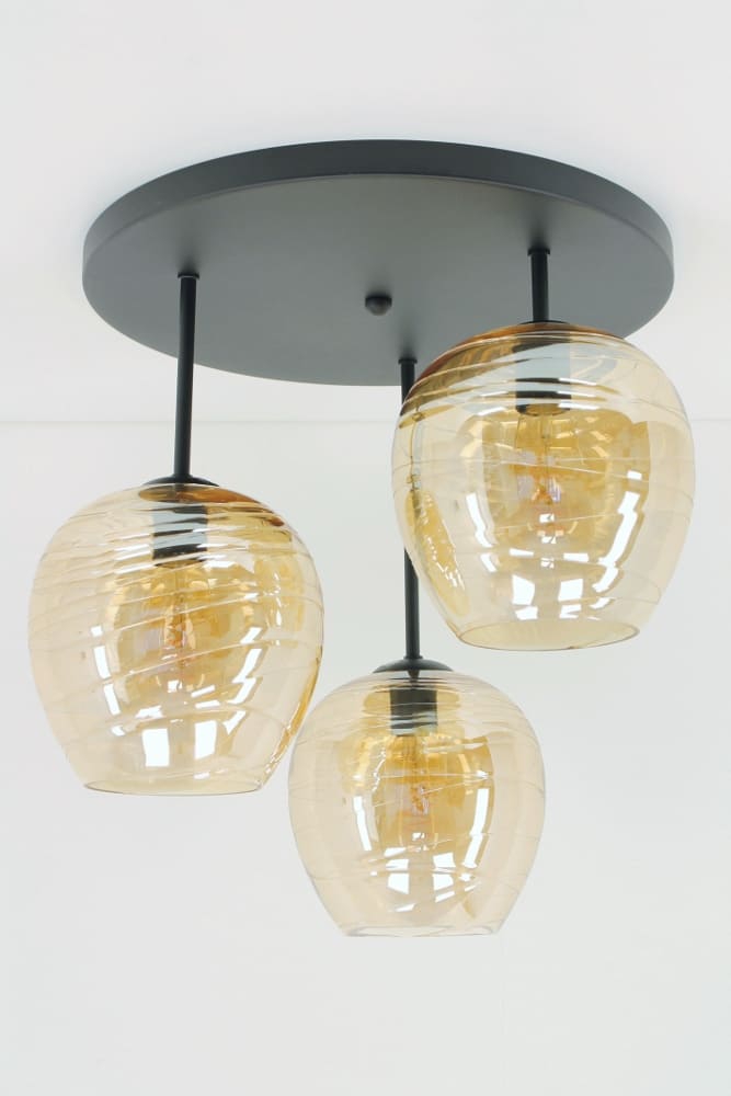 Zwarte plafondlamp CLUSTER GOLD 3-lichts | Appel
