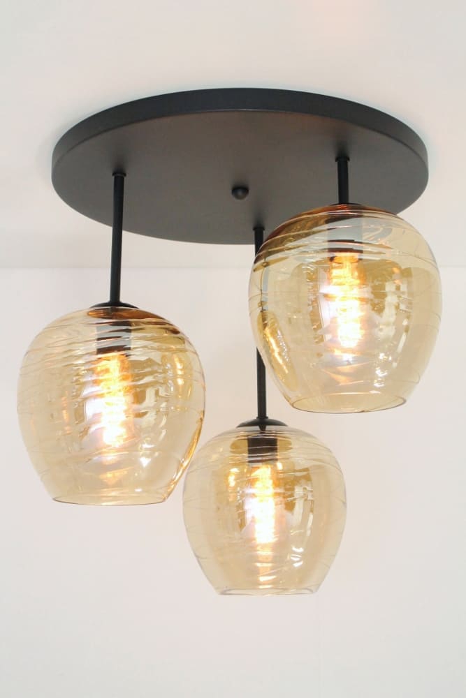 Zwarte plafondlamp CLUSTER GOLD 3-lichts | Appel