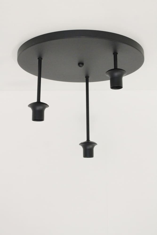 Losse 3-lichts zwarte plafondlamp met stang | zonder glas of kap