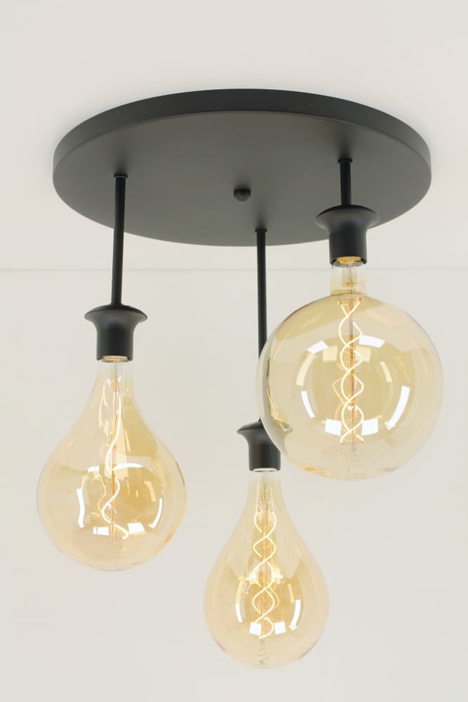 Zwarte plafondlamp CLUSTER GOLD 3-lichts | GIANTS