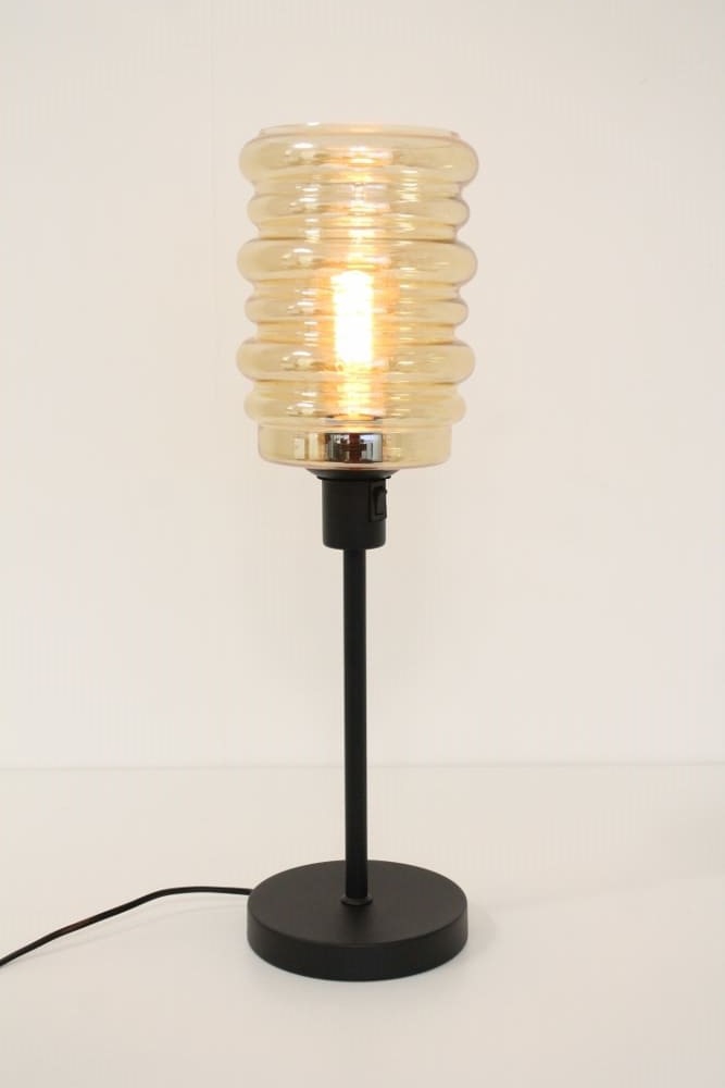 Zwarte strakke tafellamp CLUSTER GOLD | Ribbel