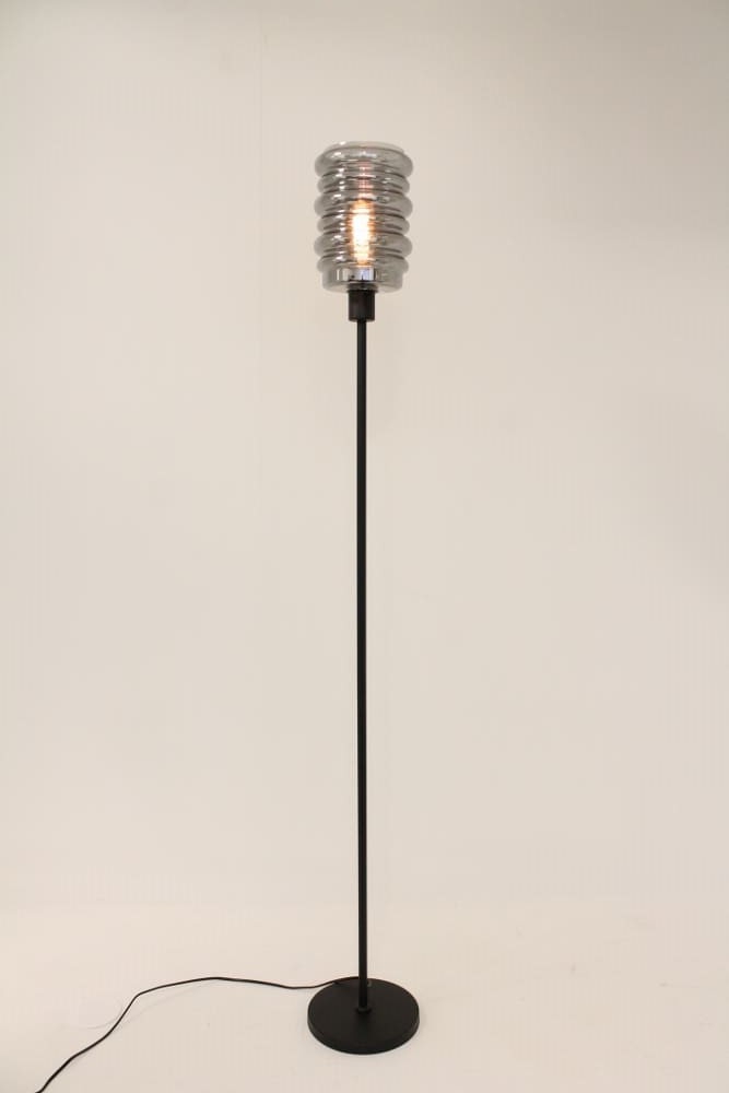 Zwarte strakke vloerlamp CLUSTER SMOKE | Ribbel