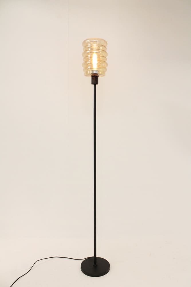 Zwarte strakke vloerlamp CLUSTER GOLD | Ribbel