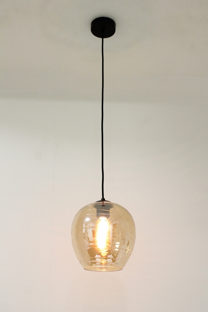 Zwarte hanglamp CLUSTER GOLD 1-lichts | Appel Ø 21 cm