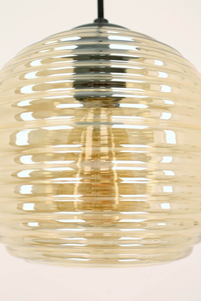 Zwarte hanglamp CLUSTER GOLD 1-lichts | Bol Ø 18,5 cm