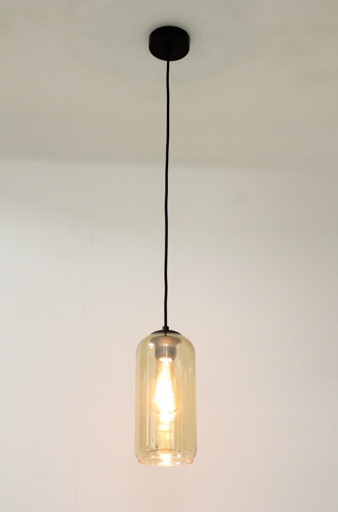 Zwarte hanglamp CLUSTER GOLD 1-lichts | Cilinder Ø 11,5 cm
