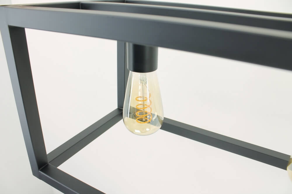 Strak metalen frame hanglamp KOLOS 5-lichts | Zwart