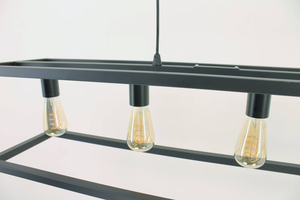 Strak metalen frame hanglamp KOLOS 5-lichts | Zwart