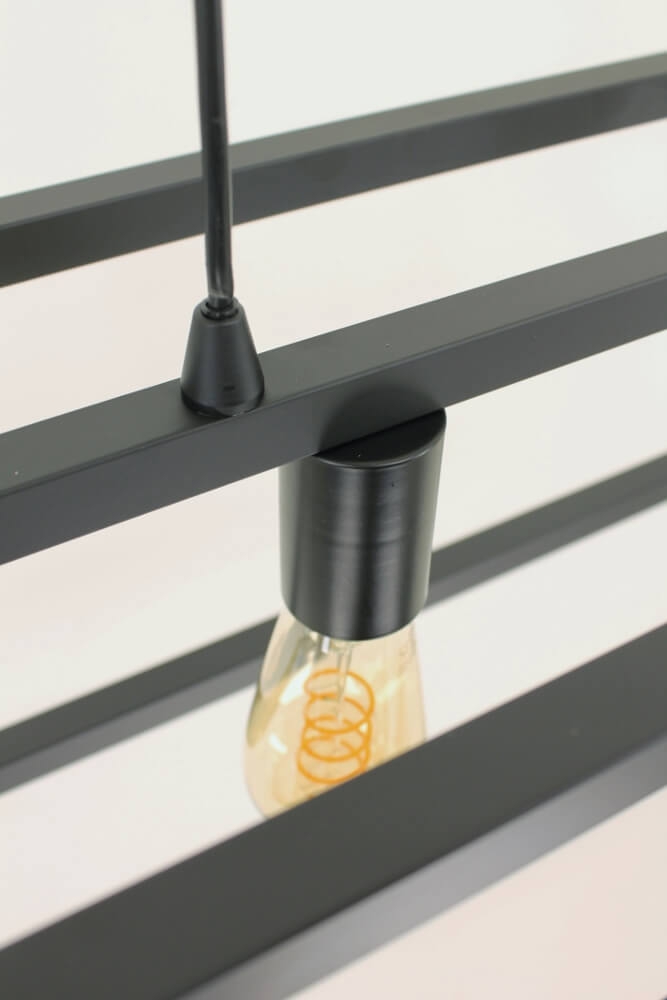 Strak metalen frame hanglamp KOLOS 5-lichts | Zwart