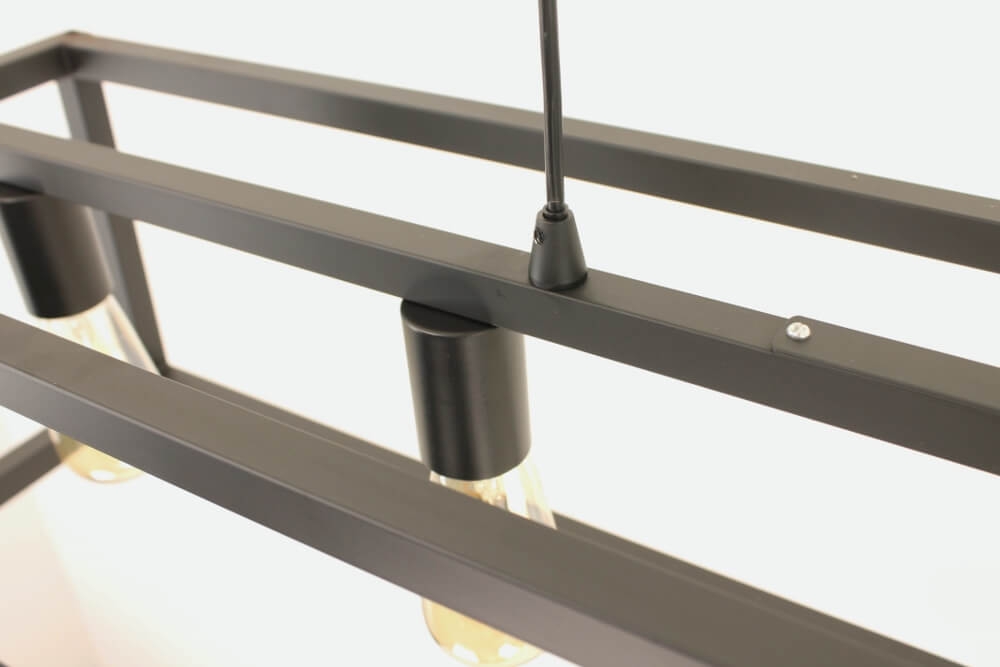 Strak metalen frame hanglamp KOLOS 5-lichts | Zwart