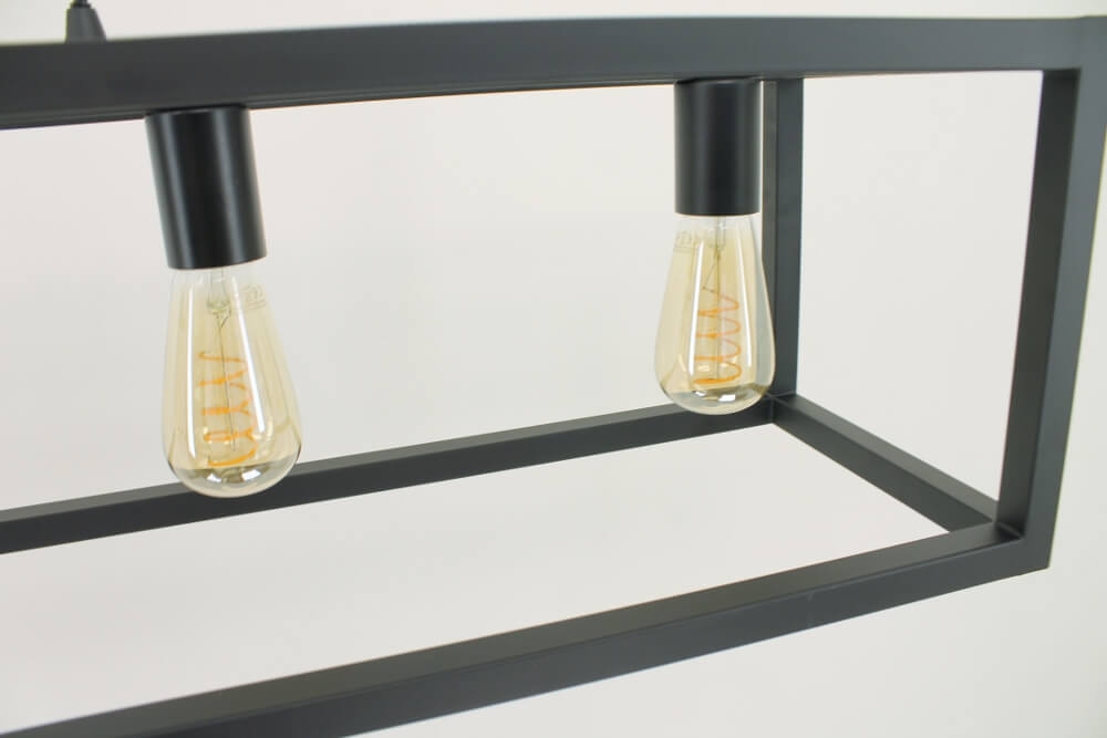 Strak metalen frame hanglamp KOLOS 5-lichts | Zwart