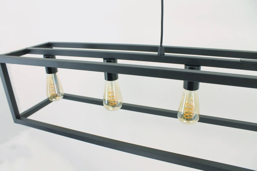 Strak metalen frame hanglamp KOLOS 7-lichts | Zwart