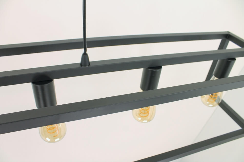 Strak metalen frame hanglamp KOLOS 7-lichts | Zwart