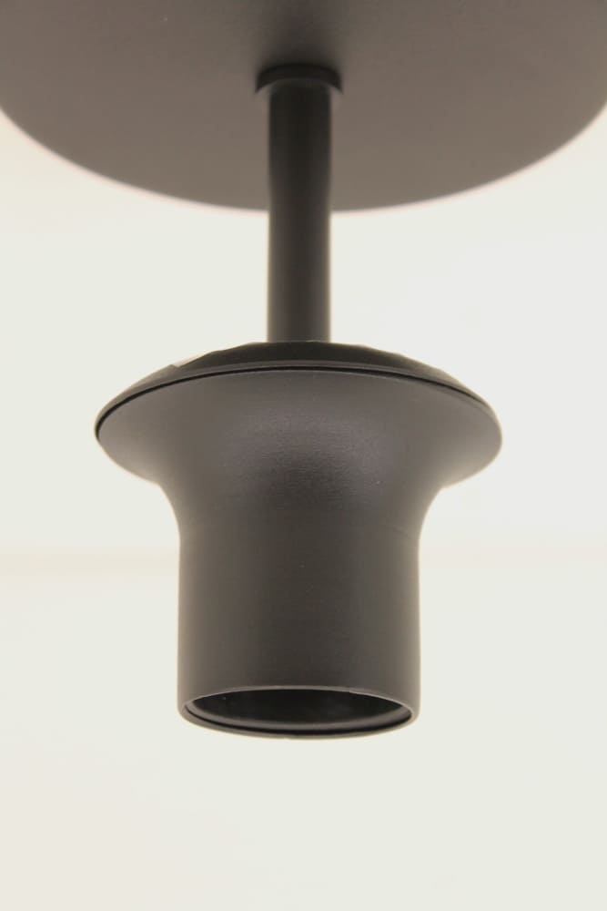 Losse 1-lichts zwarte plafondlamp met stang | zonder glas of kap