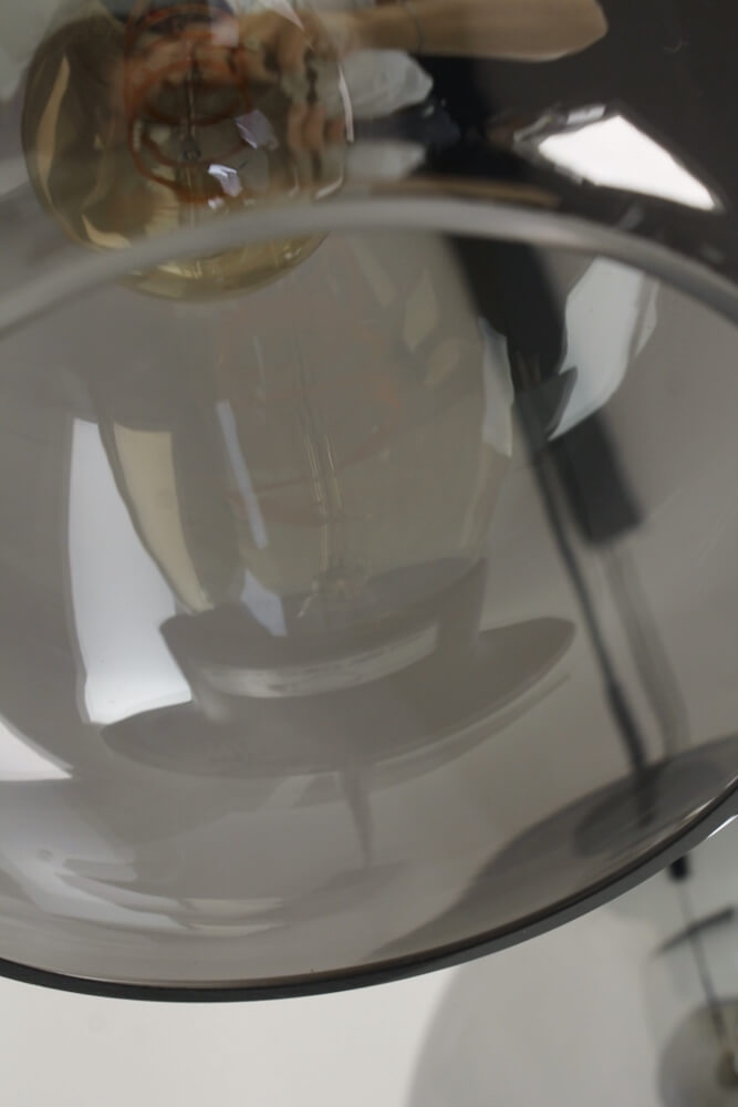 3-lichts hanglamp SACORRO metallic smoke zwart op balk | 3x Ø 30 cm
