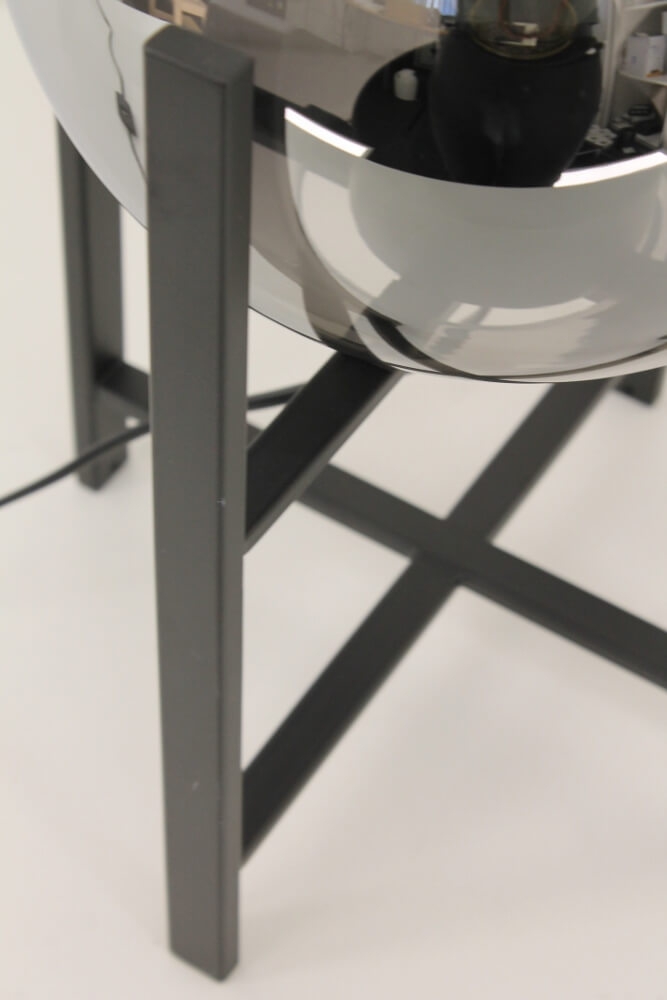 Tafellamp SACORRO metallic smoke zwart Ø 25 cm | Metalen frame