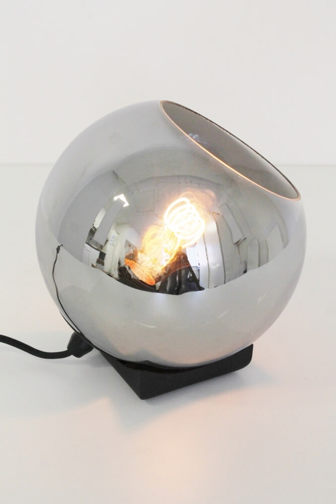 Tafellamp SACORRO metallic smoke zwart Ø 20 cm | Vierkante voetplaat