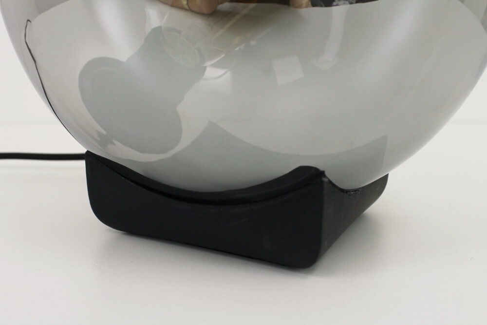 Tafellamp SACORRO metallic smoke zwart Ø 25 cm | Vierkante voetplaat