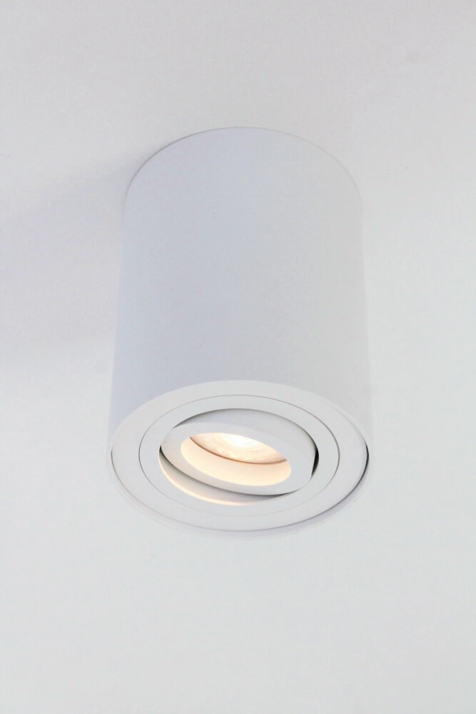 Kantelbare plafondlamp / Opbouwspot BOX ROUND | Wit 1-lichts