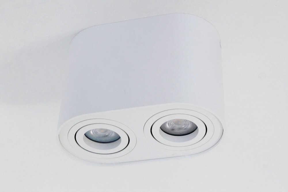 Kantelbare plafondlamp / Opbouwspot BOX ROUND | Wit 2-lichts