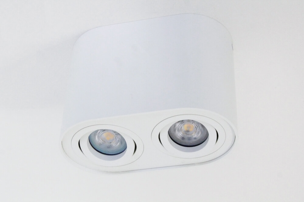 Kantelbare plafondlamp / Opbouwspot BOX ROUND | Wit 2-lichts