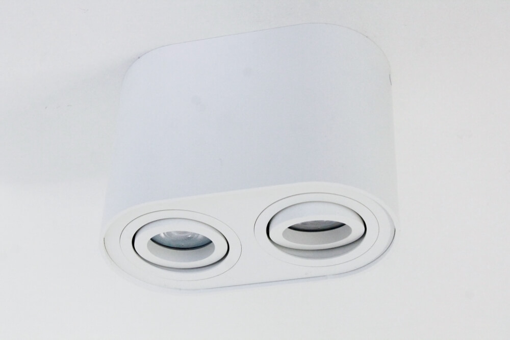 Kantelbare plafondlamp / Opbouwspot BOX ROUND | Wit 2-lichts