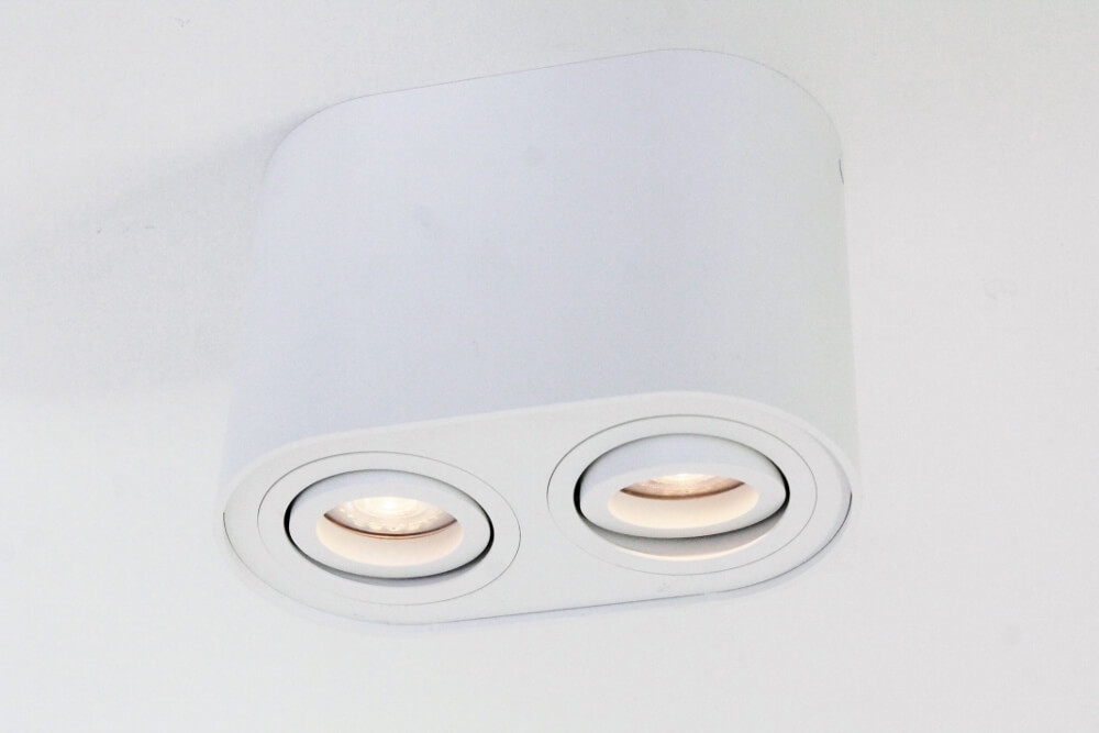 Kantelbare plafondlamp / Opbouwspot BOX ROUND | Wit 2-lichts
