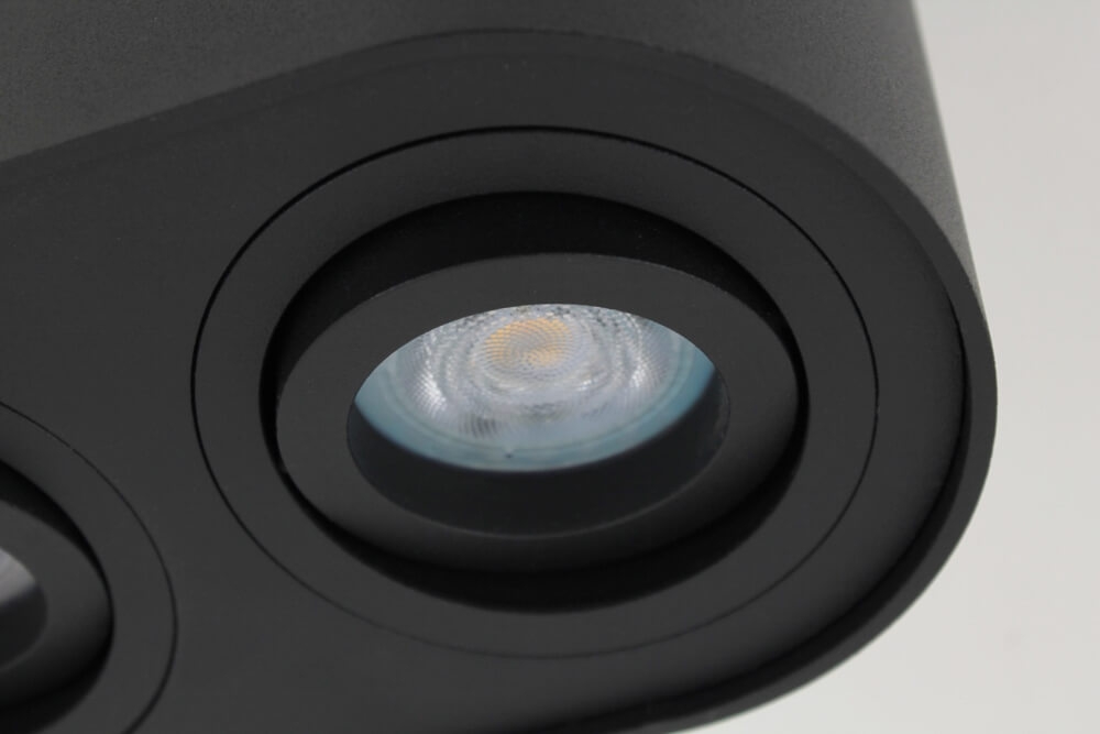 Kantelbare plafondlamp / Opbouwspot BOX ROUND | Zwart 2-lichts