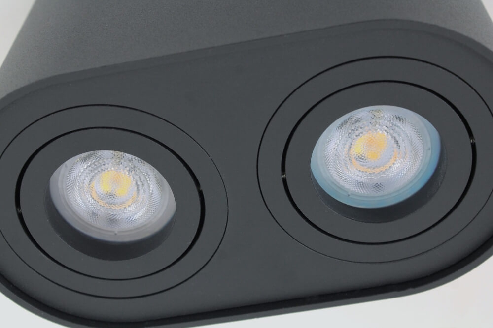 Kantelbare plafondlamp / Opbouwspot BOX ROUND | Zwart 2-lichts