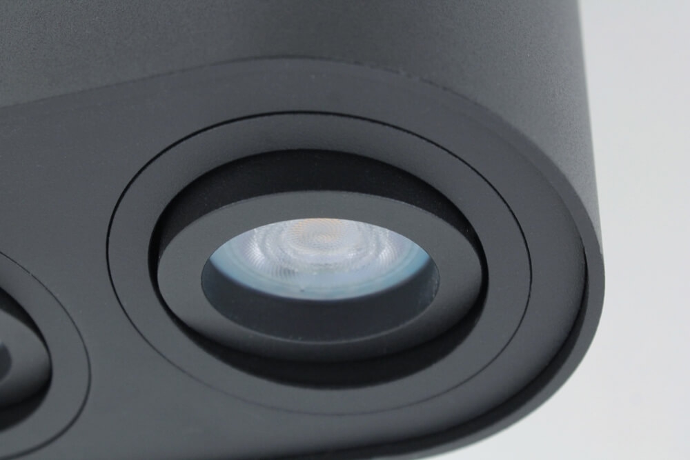 Kantelbare plafondlamp / Opbouwspot BOX ROUND | Zwart 2-lichts