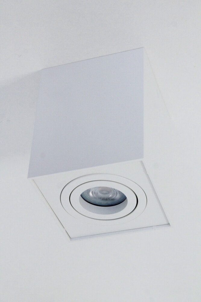 Kantelbare plafondlamp / Opbouwspot BOX SQUARE | Wit 1-lichts