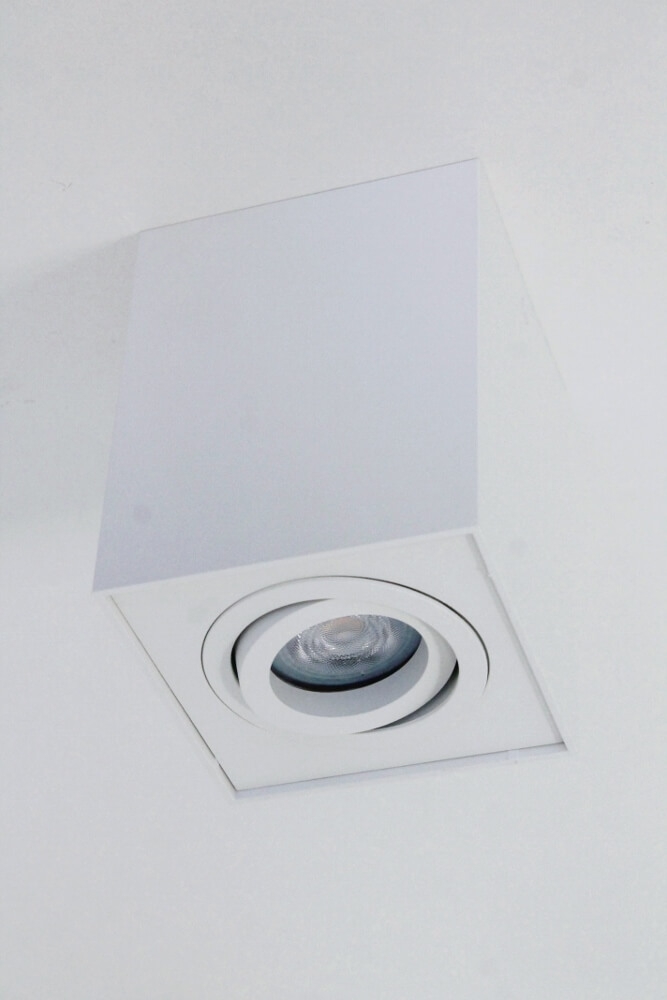 Kantelbare plafondlamp / Opbouwspot BOX SQUARE | Wit 1-lichts