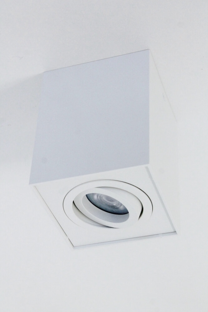 Kantelbare plafondlamp / Opbouwspot BOX SQUARE | Wit 1-lichts