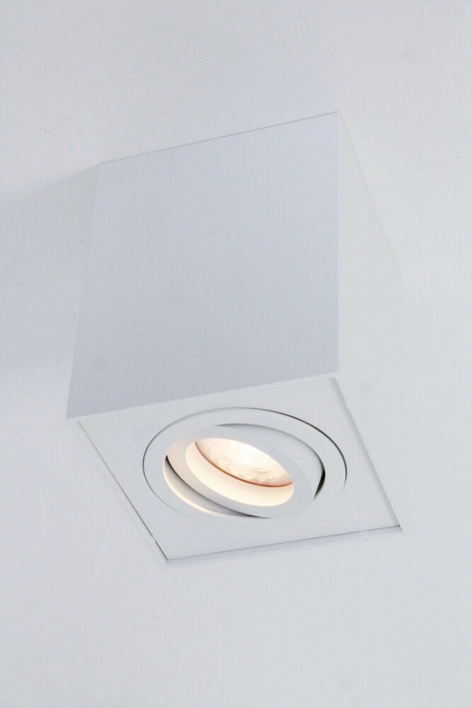 Kantelbare plafondlamp / Opbouwspot BOX SQUARE | Wit 1-lichts