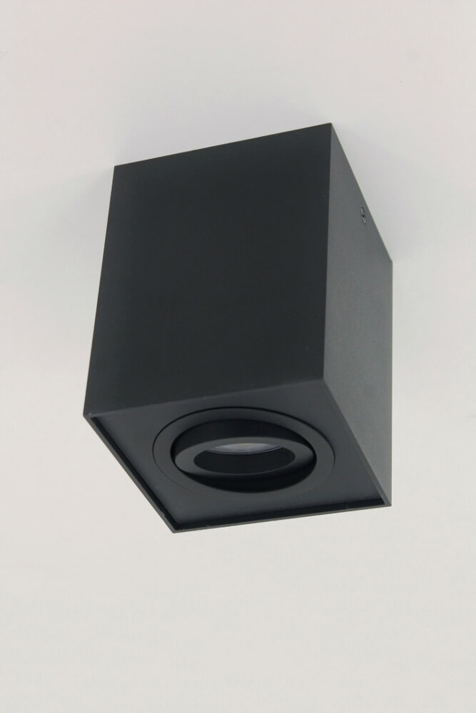 Kantelbare plafondlamp / Opbouwspot BOX SQUARE | Zwart 1-lichts
